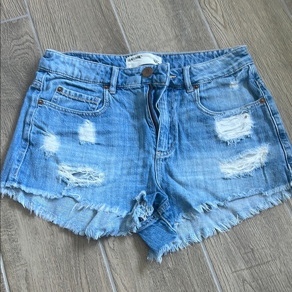 Garage Denim Blue Distressed Women's Shorts